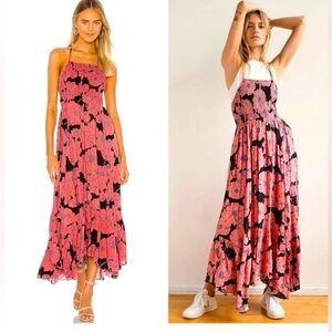 Free People Pink and Black Floral Maxi Dress